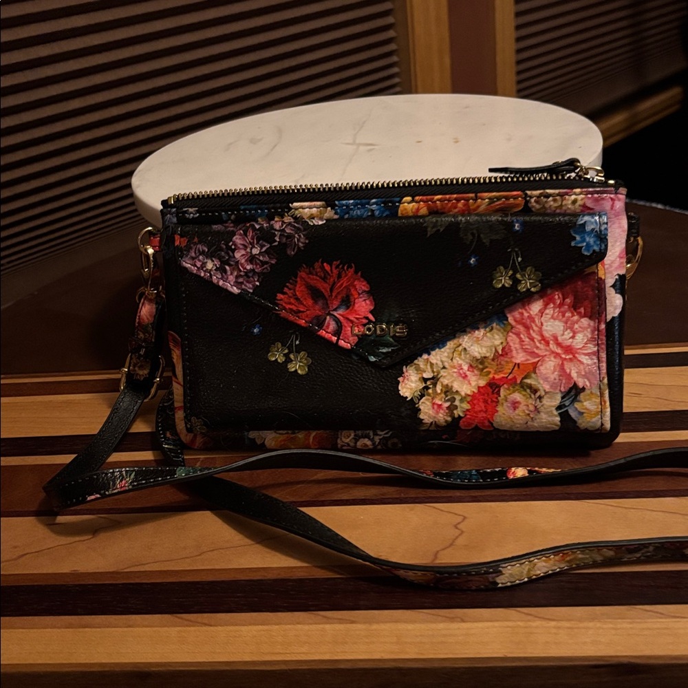 Lodis Floral Envelope Wallet with adjustable crossbody strap
